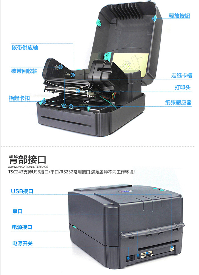 TSC 243E打印機的產(chǎn)品細節(jié)和構(gòu)造